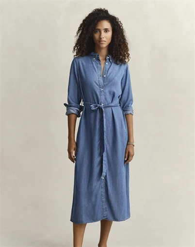 Gant - Chambray Skjorte Kjole - Light Indigo